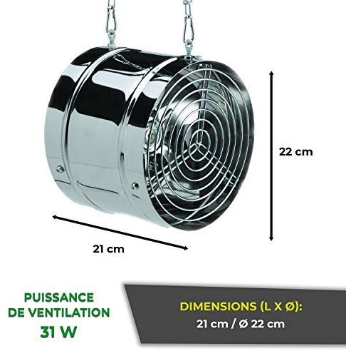Ventilateur suspendu pour serre 420 m3/h - 230 V - Jardin Couvert